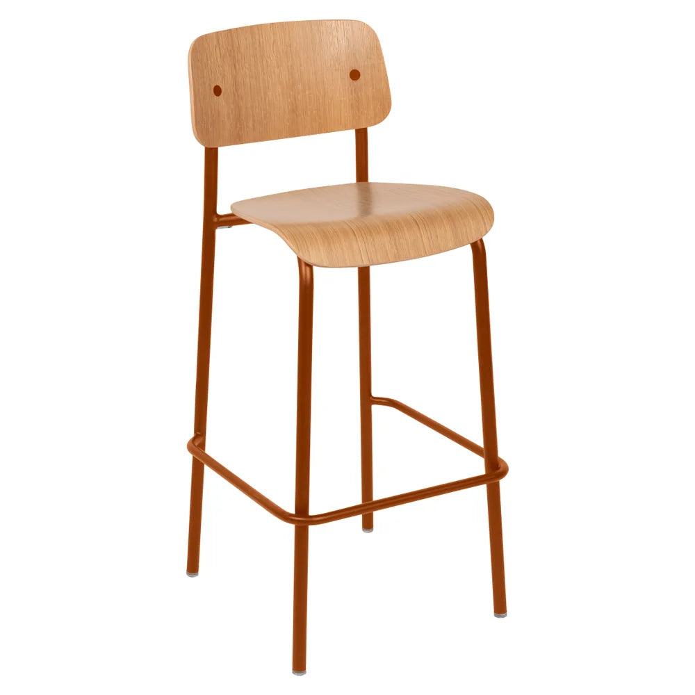 Fermob – Studie – Chaise de bar chêne h75 – Orange confite