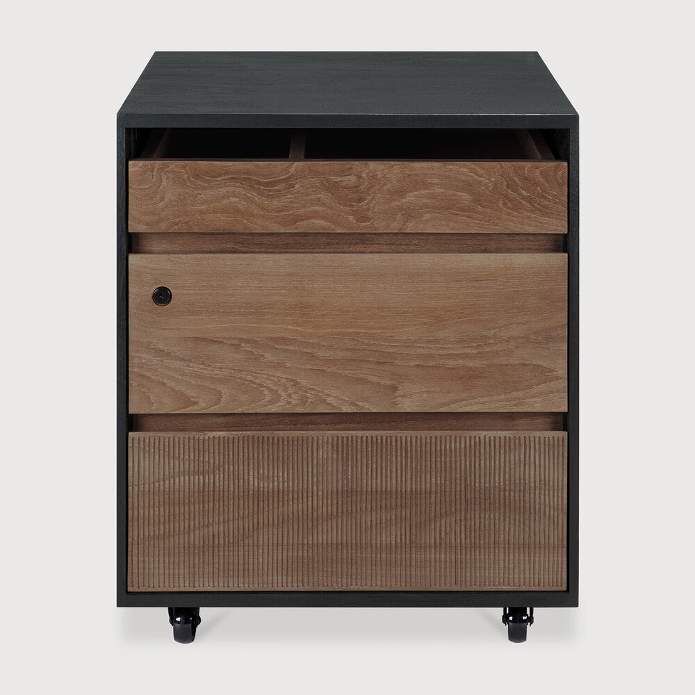 Ethnicraft - Unité de rangement Oscar - Teck - 3 Tiroirs - avec serrure - 50 x 56 x H61