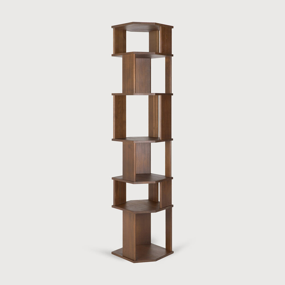 Ethnicraft - Bibliothèque colonne "Stairs" - teck teinté brun vernis -   45 x 46 x 204