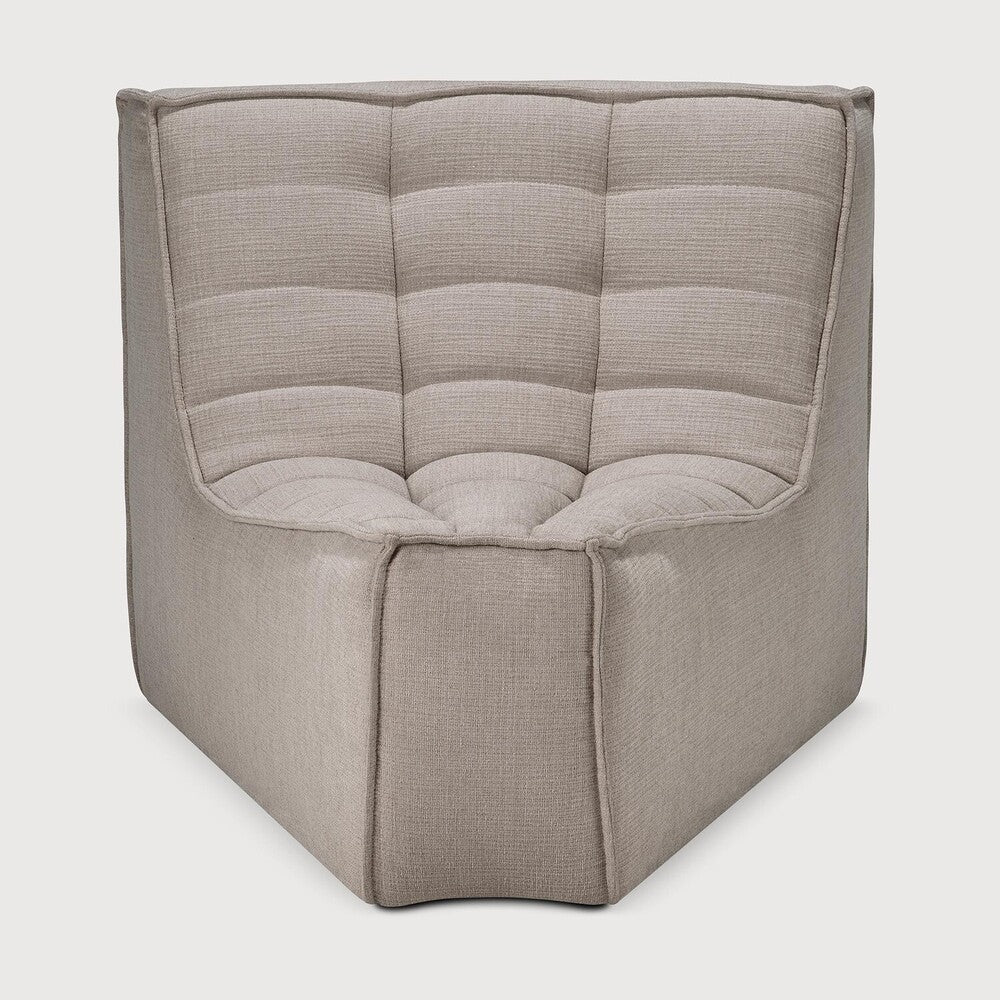 Ethnicraft - N701 - fauteuil rond 45° en tissu "éco" écru.