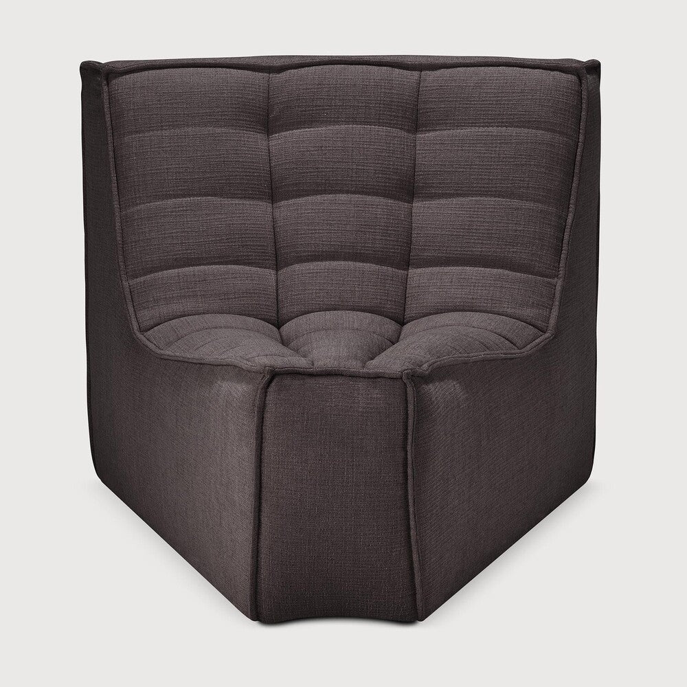 Ethnicraft - N701 - fauteuil d'angle rond 45° en tissu gris