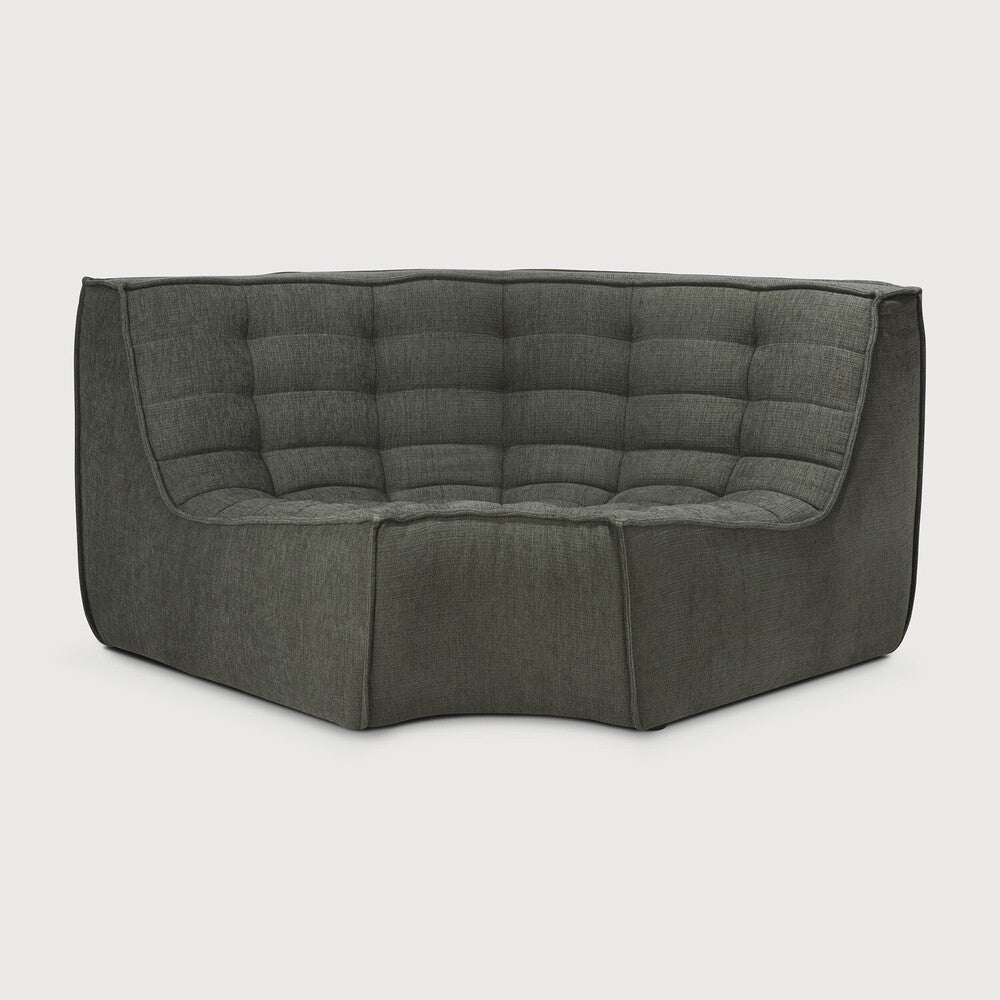 Ethnicraft - Canapé de coin rond N701 tissu éco moss