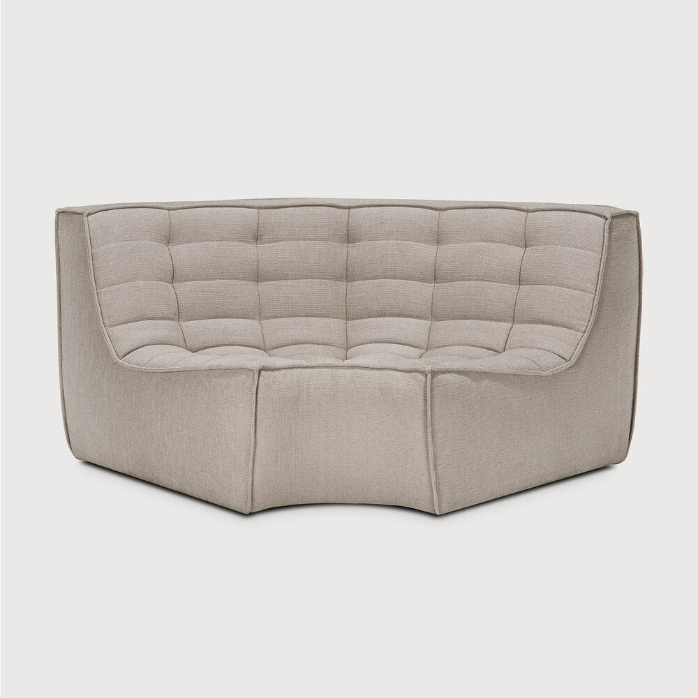 Ethnicraft - N701 - fauteuil rond 90° en tissu "éco" écru.