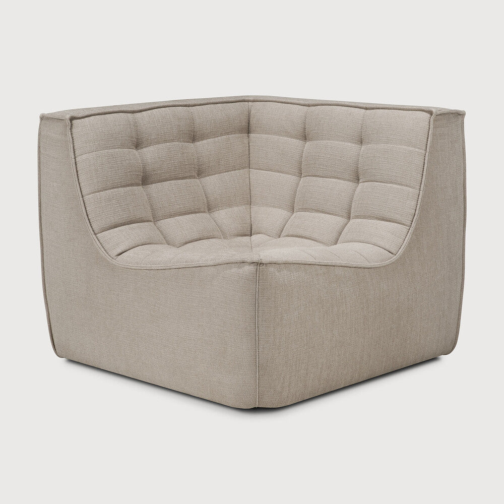 Ethnicraft - N701 - fauteuil d'angle 90 ° en tissu "éco" écru.