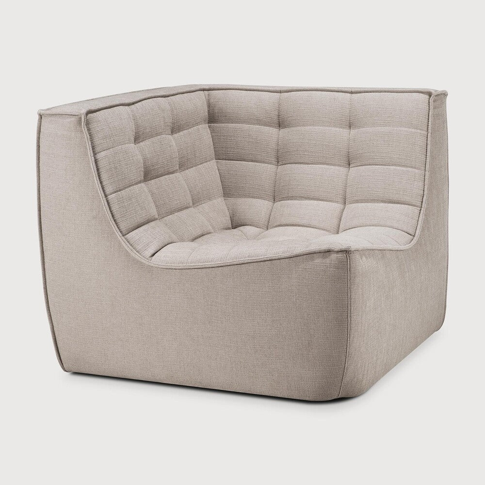Ethnicraft - N701 - fauteuil d'angle 90 ° en tissu "éco" écru.