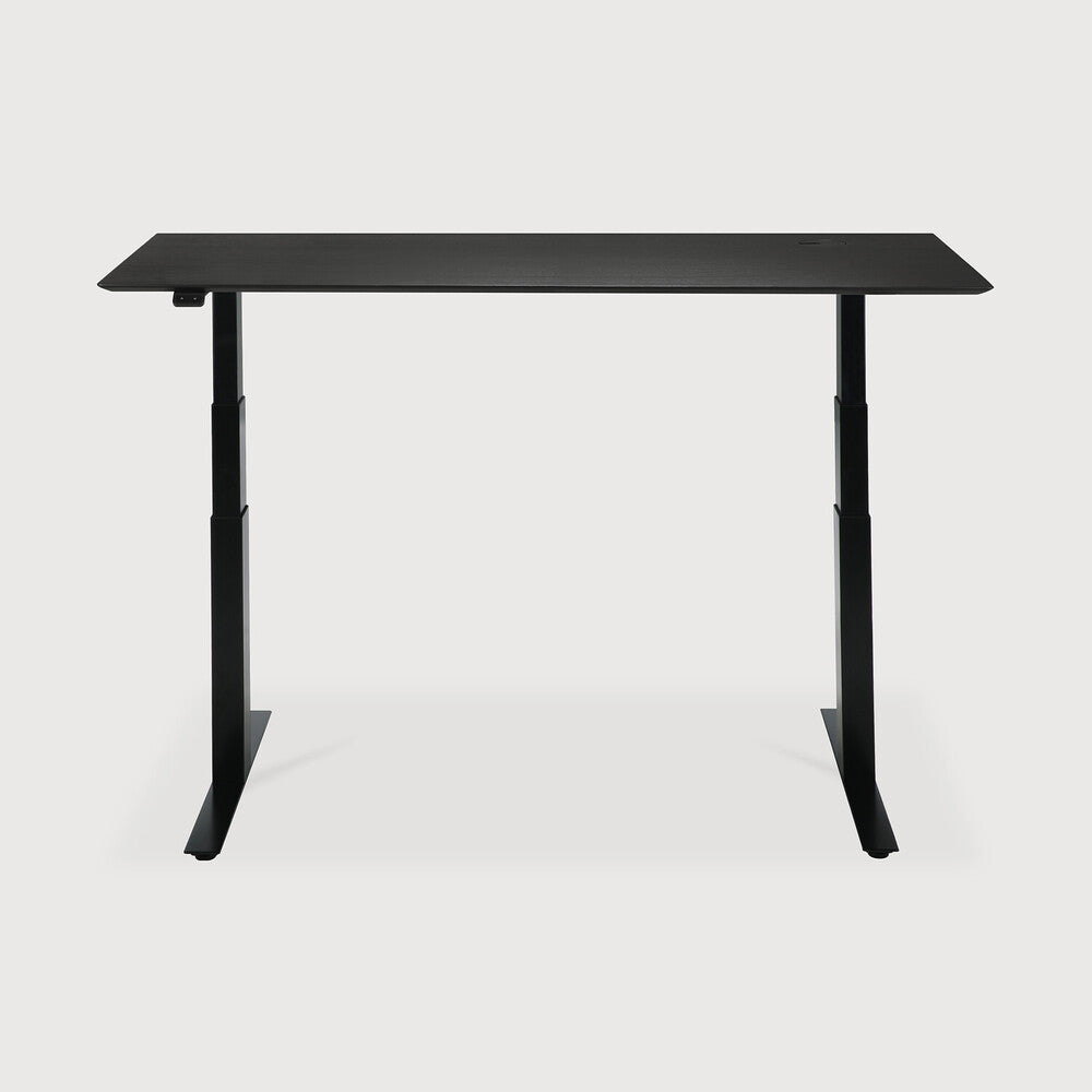 Ethnicraft - Bureau ajustable Bok - chêne massif noir - 160 x 80 x H.64/130 (Hauteur réglable)